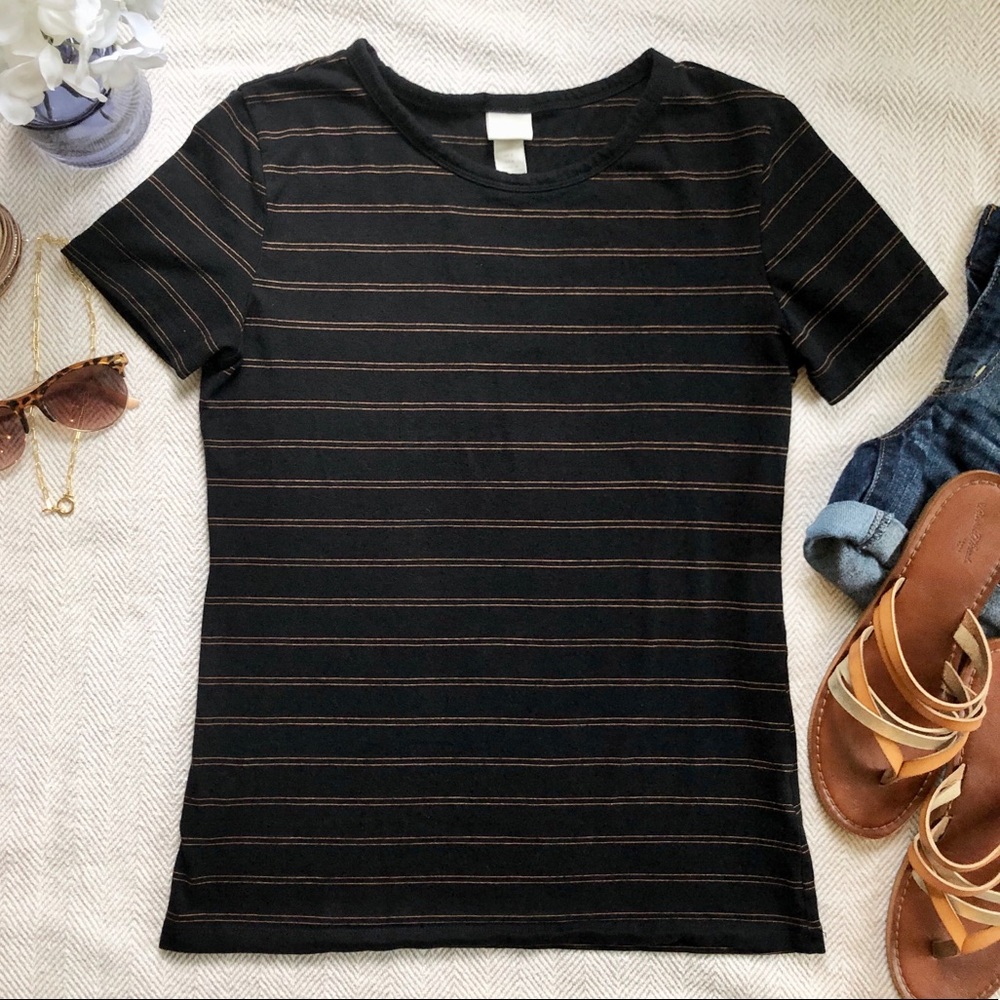 *3/$20* H&M Crewneck Fitted Striped Basic Tee